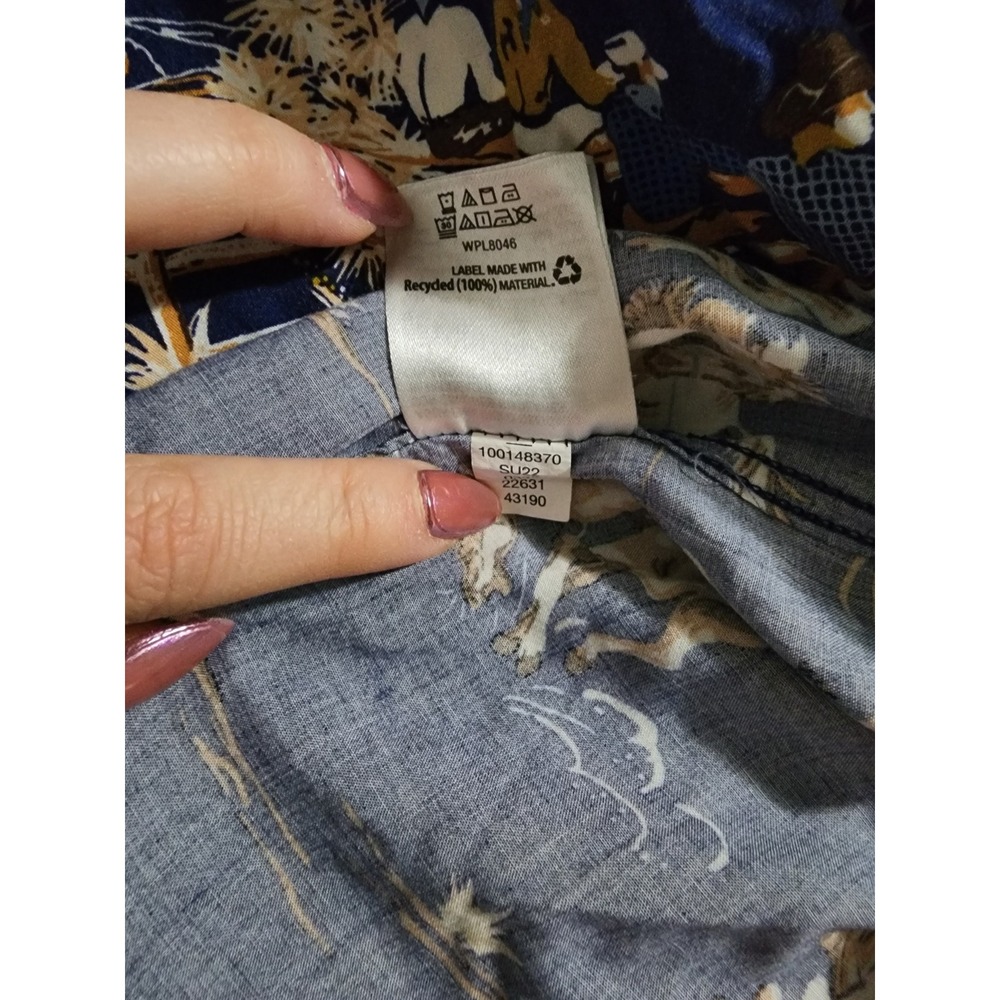 Sun + Stone Mens Western Cowboy Rodeo Print Rayon Short Sleeve Shirt Blue Large - Picture 4 of 9